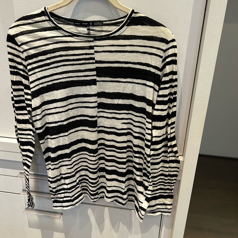 Proenza Schouler Black and White Striped Long Sleeve Top